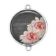 Connecteur Cabochon Argent - fleur font gris