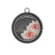 Pendentif Cabochon Argent - fleur font gris