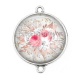 Connecteur Cabochon Argent - fleur rose