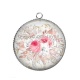 Pendentif Cabochon Argent - fleur rose