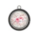 Pendentif Cabochon Argent - fleur rose