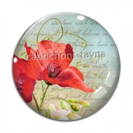 Cabochon Verre - coquelicot