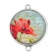 Connecteur Cabochon Argent - coquelicot