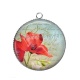 Pendentif Cabochon Argent - coquelicot