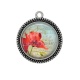 Pendentif Cabochon Argent - coquelicot