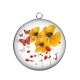 Pendentif Cabochon Argent - coquelicot
