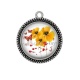Pendentif Cabochon Argent - coquelicot