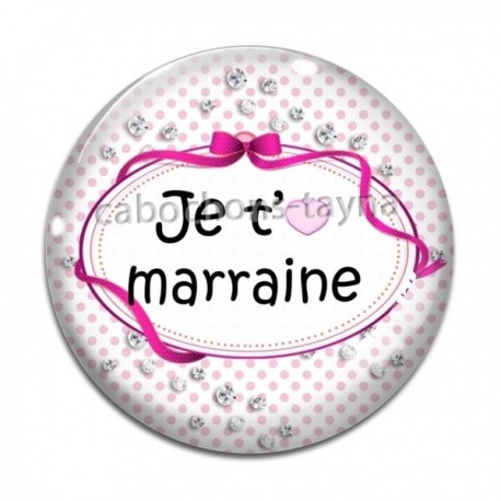 Cabochon Verre - je t'aime marraine