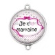 Connecteur Cabochon Argent - je t'aime marraine