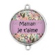 Connecteur Cabochon Argent - maman je t'aime