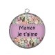 Pendentif Cabochon Argent - maman je t'aime