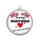 Pendentif Cabochon Argent - tu es une marraine plus que parfaite
