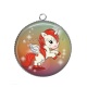 Pendentif Cabochon Argent - licorne