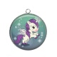 Pendentif Cabochon Argent - licorne