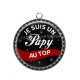 Pendentif Cabochon Argent - je suis un papy au top