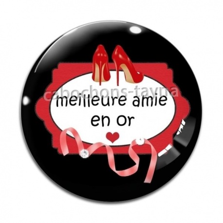 Cabochon Verre - Meilleure amie en or