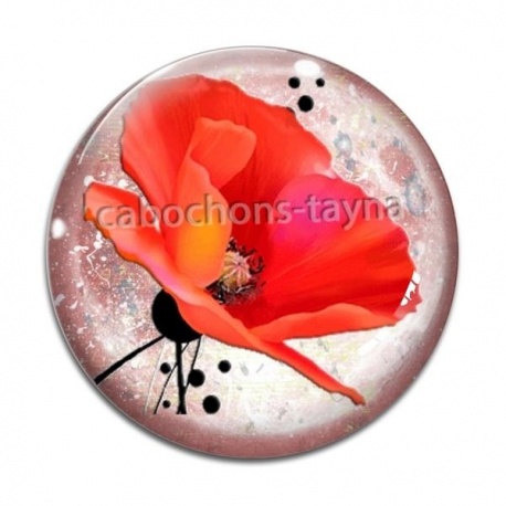 Cabochon Verre - coquelicot