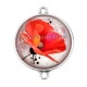 Connecteur Cabochon Argent - coquelicot