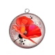 Pendentif Cabochon Argent - coquelicot