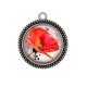 Pendentif Cabochon Argent - coquelicot
