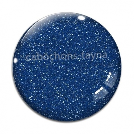 Cabochon Verre - fond paillette bleu marine