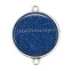 Connecteur Cabochon Argent - fond paillette bleu marine