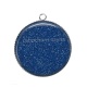 Pendentif Cabochon Argent - fond paillette bleu marine