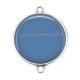 Connecteur Cabochon Argent - fond uni bleu