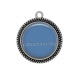 Pendentif Cabochon Argent - fond uni bleu