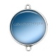 Connecteur Cabochon Argent - fond uni bleu