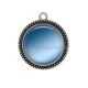 Pendentif Cabochon Argent - fond uni bleu