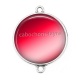 Connecteur Cabochon Argent - fond rouge
