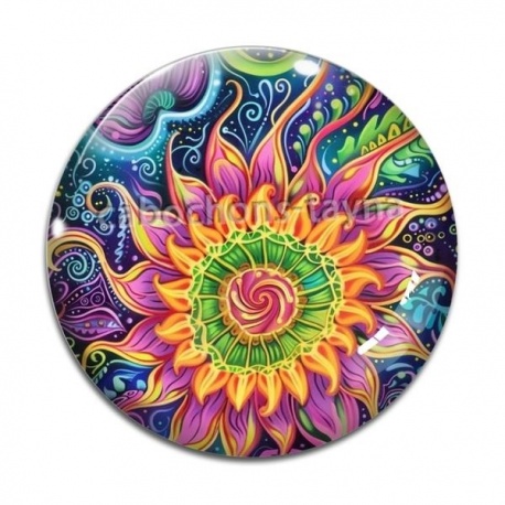 Cabochon Verre - spirale fleur