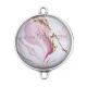 Connecteur Cabochon Argent - fond marbre