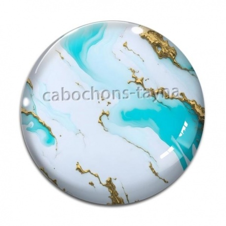 Cabochon Verre - fond marbre bleu