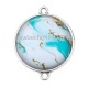 Connecteur Cabochon Argent - fond marbre bleu