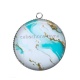Pendentif Cabochon Argent - fond marbre bleu
