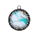 Pendentif Cabochon Argent - fond marbre bleu