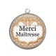 Pendentif Cabochon Argent - merci maîtresse