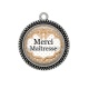Pendentif Cabochon Argent - merci maîtresse