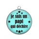 Pendentif Cabochon Argent - je suis un papy qui déchire