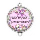 Connecteur Cabochon Argent - Une copine extraordinaire