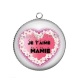 Pendentif Cabochon Argent - je t'aime mamie