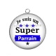 Pendentif Cabochon Argent -  je suis un super parrain