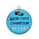 Pendentif Cabochon Argent - mon papa champion de foot