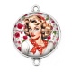 Connecteur Cabochon Argent - pin up