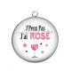 Pendentif Cabochon Argent - j'peux pas j'ai rosé