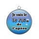 Pendentif Cabochon Argent -  je suis le roi de l'apéro