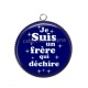 Pendentif Cabochon Argent - je suis un frère qui déchire