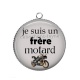 Pendentif Cabochon Argent - je suis un frère motard